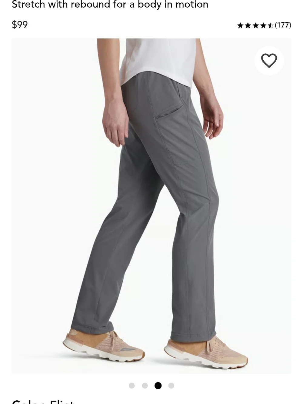 Kuhl Women's Free Flex Dash Straight-Leg Pants in Gray LARGE